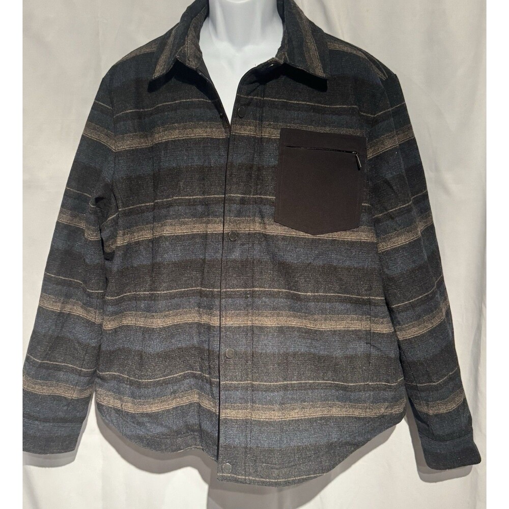 Men's Pendleton Mt Hood Wool Blend Stripe Snap Zipper Shacket Jacket  Aztec  XL